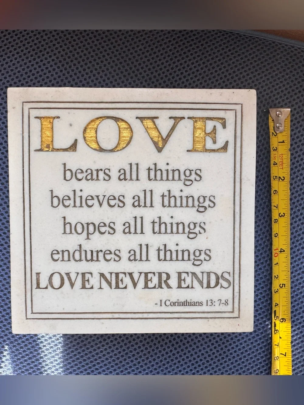 House Parts Inc White Marble Love Bears All Things Trinket Box Engraved Vintage